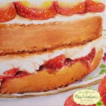 Illustration of Miss Windsor's photo by Cathy's Art Palace: Fannie Merritt Farmer's GENUINE Sponge Cake - Strawberries & Cream!