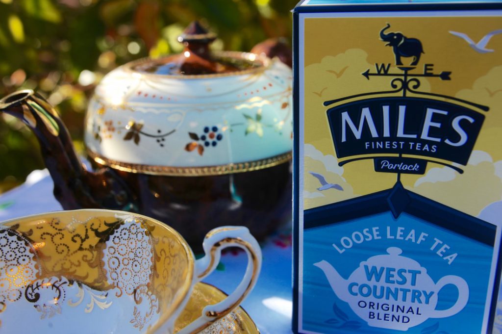 Miss Windsor's Delectables - vintage Brown Betty teapot, English bone chine cup n' saucer by 'Paragon', and Miles West-Country Original Blend Loose Leaf Tea!