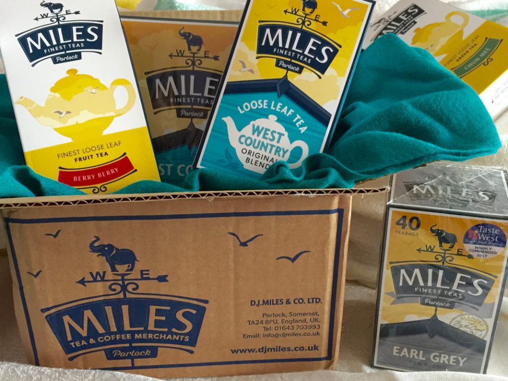 Miss Windsor's Delectables - goodie bag of Miles Tea - from Porlock, Somerset! West-Country Original Blend Loose Leaf Tea & bags, Berry Berry Loose Leaf Tea, Earl Grey & Chun Mae Loose Leaf Tea