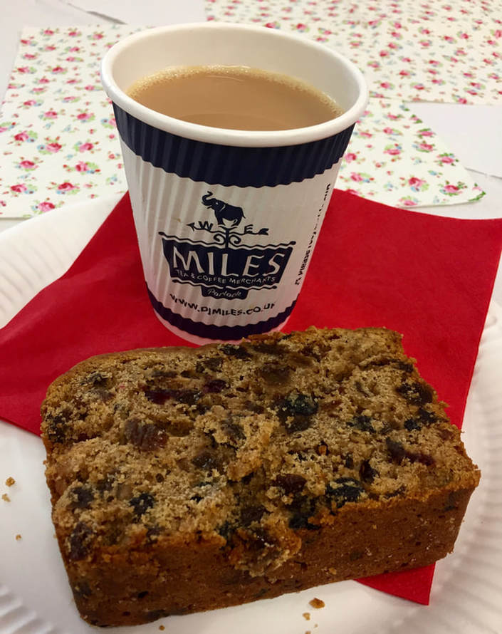 Miss Windsor's Delectables - Celebrates Somerset Day - 2018 - Bishops Lydeard, Taunton Deane - with a cup of Miles Tea & slice of Val Stones tea cup made with Thatchers Gold Cider!