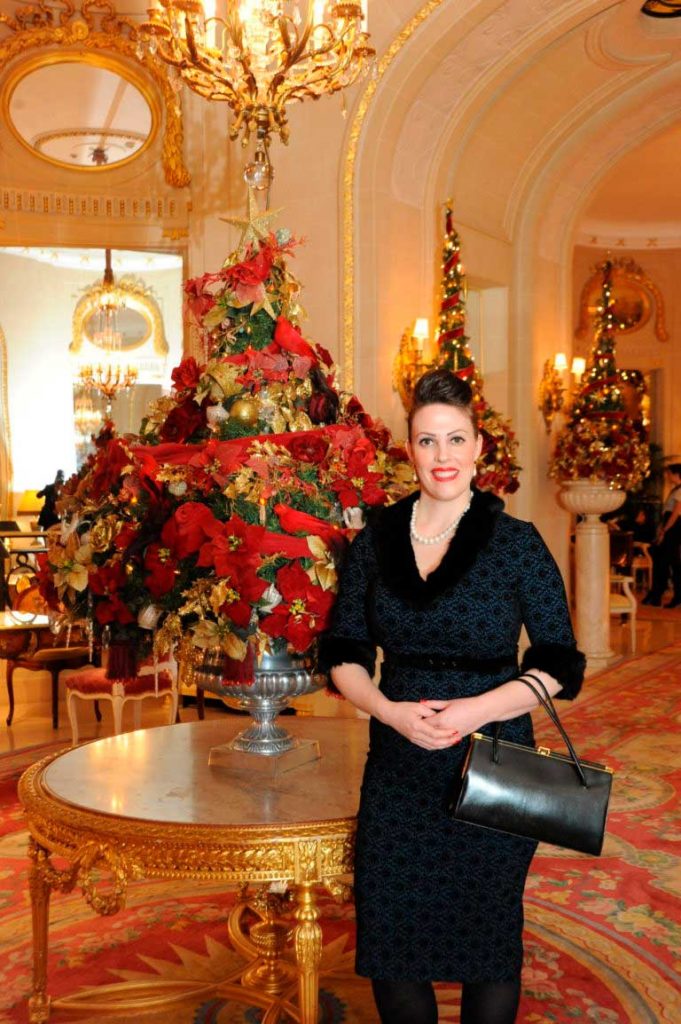 Miss Windsor's Delectables - Christmas Afternoon Tea at The Ritz, London. Vintage dress by Collectif. 