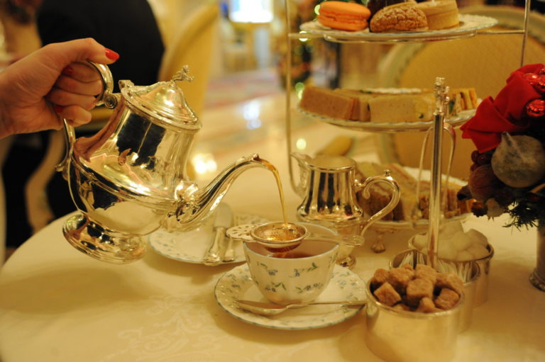 Miss Windsor's Delectables - Christmas Afternoon Tea at The Ritz, London. The Ritz Christmas Spice Tea - poured from a real silver teapot!