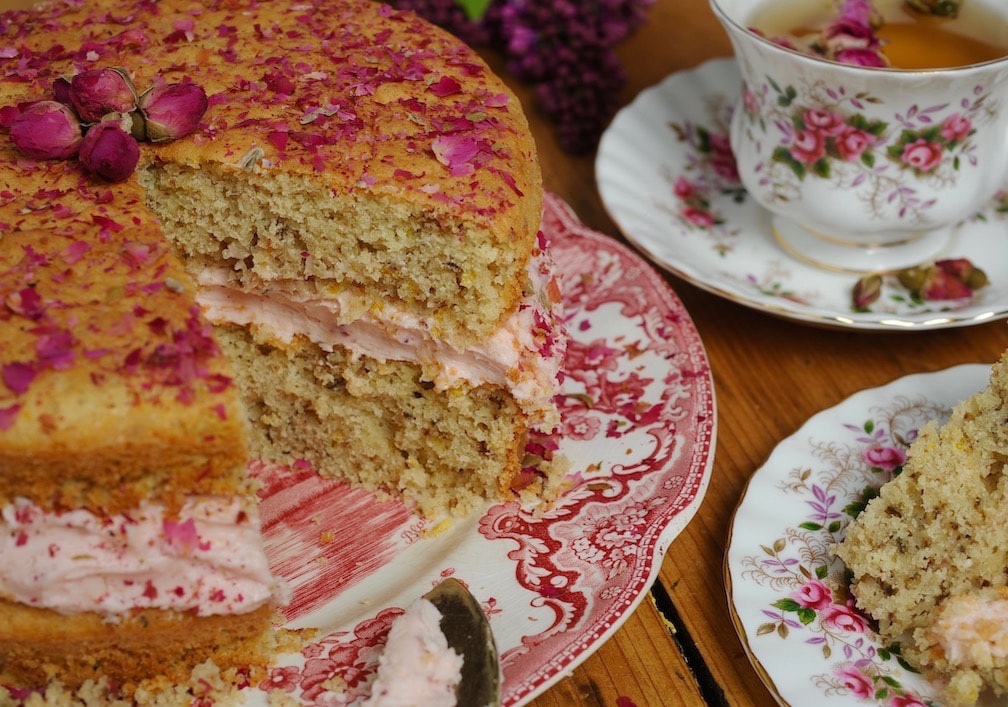 One slice is never enough.........I must say, Mrs Beeton's Rose & Lime Saucer Cake is utterly divine! 