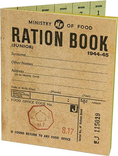 Replica of WWII Ministry of Food Ration Book.