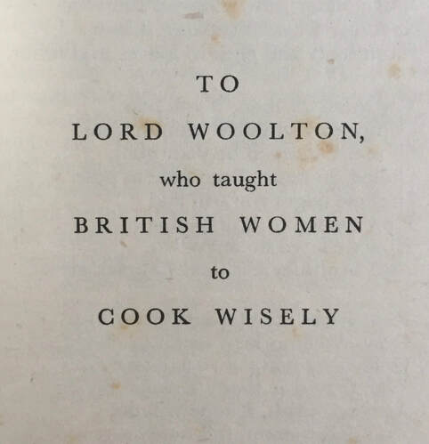 Dedication to Lord Woolton - Irene Veals' book - Recipes of the 1940's
