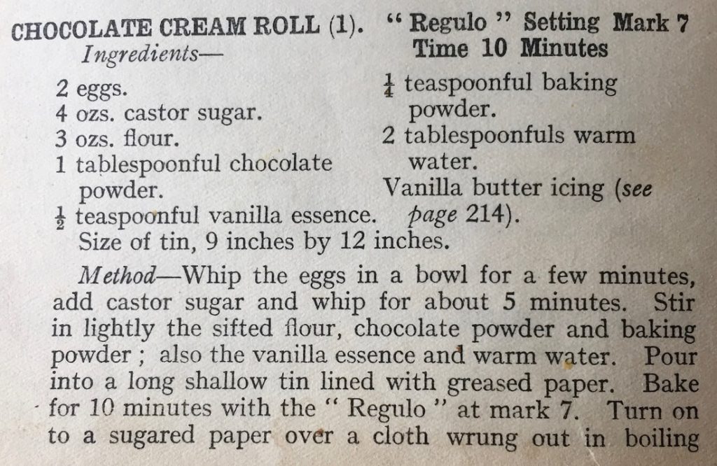 Chocolate Cream Roll recipe - 1935 edition - Radiation Cookery Book!